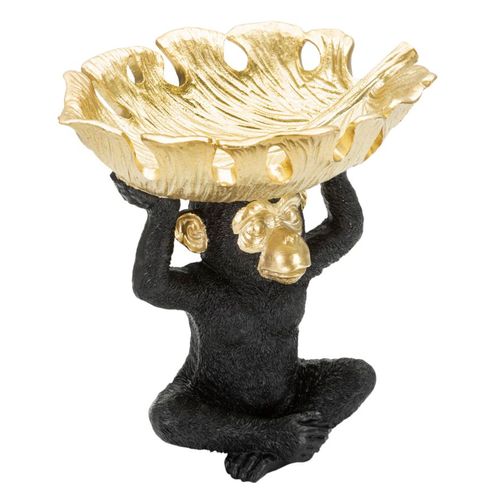 Figurine Singe Décoratif Avec Feuille Dorée 25 Cm