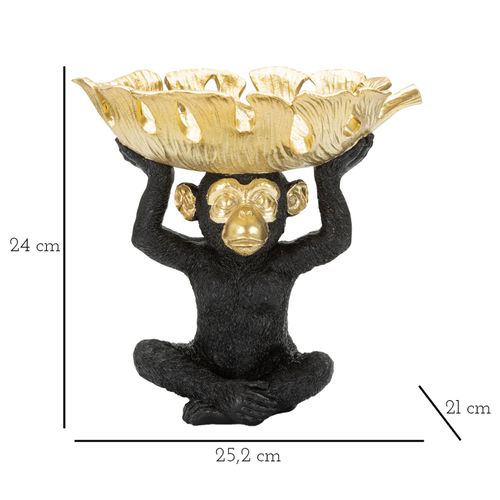 Figurine Singe Décoratif Avec Feuille Dorée 25 Cm