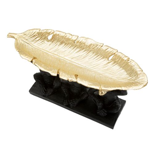 Statuette Trois Singes Avec Feuille Dorée 43 Cm