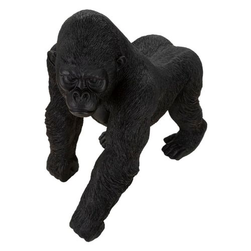 Statue Gorille Noir Debout Sur Quatre Pattes 35 Cm