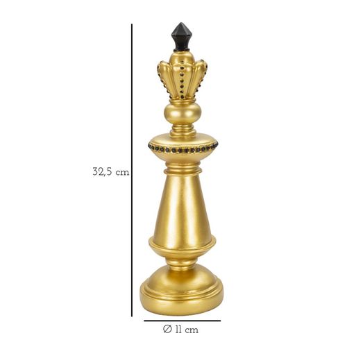 Roi D'échecs Doré Décoratif Pour Salon Et Bureau 32,5 Cm
