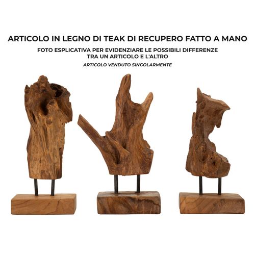 Sculpture En Teck Recyclé Akar 11 X 20 X 34 Cm