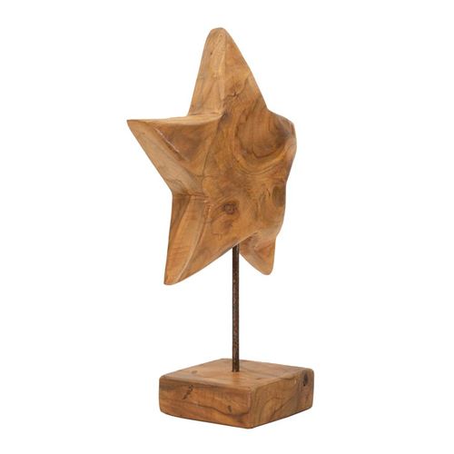 Sculpture Étoile En Teck Recyclé 28x12x42 Cm