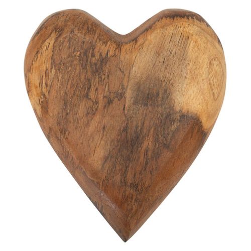Décoration Cœur En Teck Recyclé 16x14x4,5 Cm