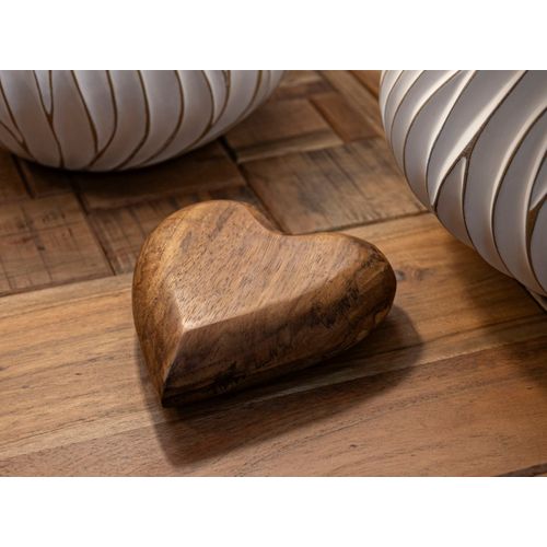 Décoration Cœur En Teck Recyclé 16x14x4,5 Cm