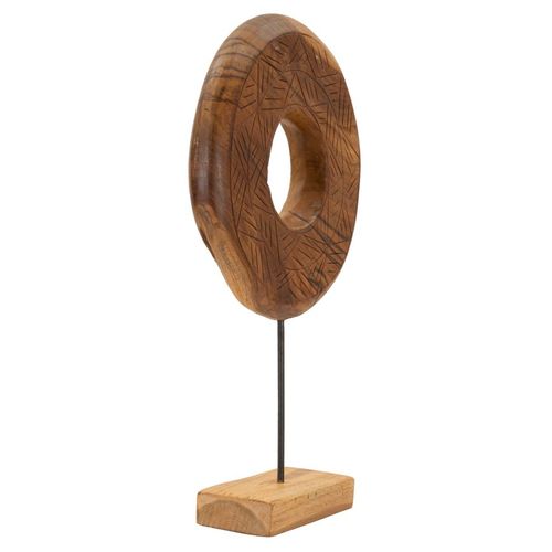 Sculpture Ronde En Teck Recyclé 35x10x58 Cm