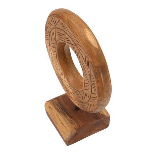 Sculpture Ronde En Teck Recyclé 20x10x20 Cm