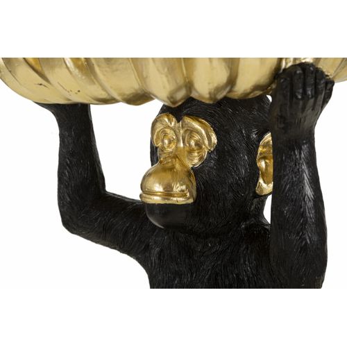 Statuette Singe Avec Feuille Dorée Porte-objets Pour Salon Ou Bureau 31,5 Cm