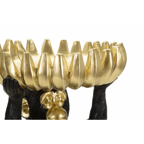 Statuette Singe Avec Feuille Dorée Porte-objets Pour Salon Ou Bureau 31,5 Cm