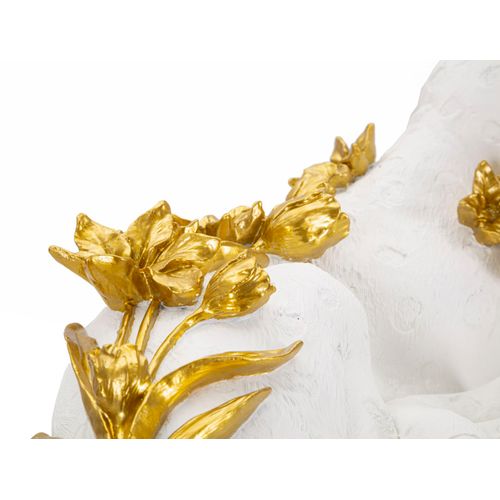 Statuette Léopard Blanc Et Or Pour Décoration Salon Ou Bureau 53 Cm