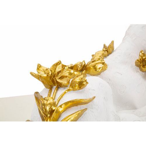 Statuette Léopard Blanc Et Or Pour Décoration Salon Ou Bureau 53 Cm