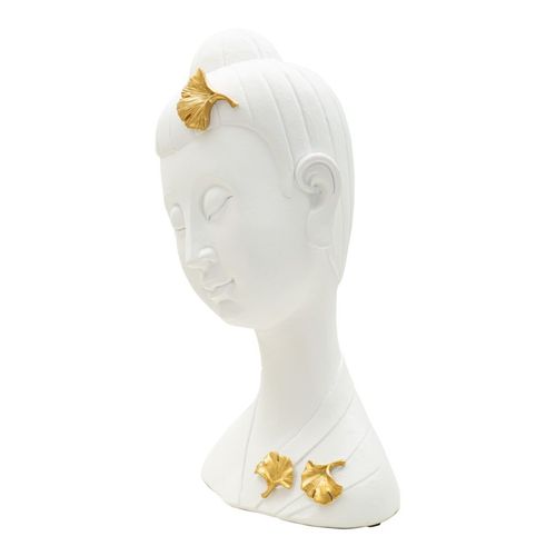 Tête De Bouddha Décorative Avec Feuilles Dorées Pour Salon Ou Méditation 35 Cm