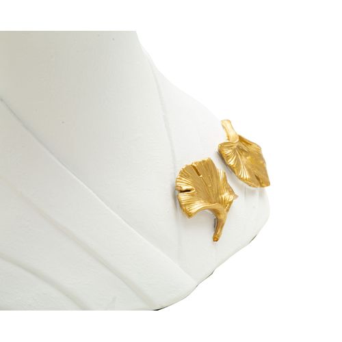 Tête De Bouddha Décorative Avec Feuilles Dorées Pour Salon Ou Méditation 35 Cm