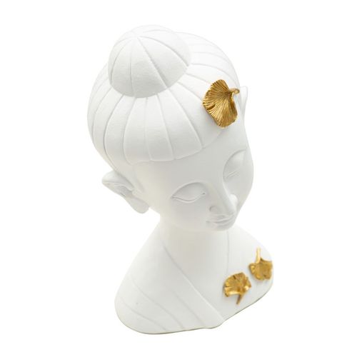 Tête De Bouddha Décorative Avec Feuilles Dorées Pour Salon Ou Méditation 35 Cm