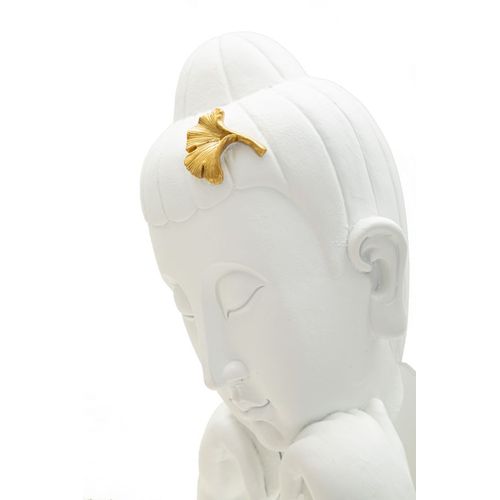 Tête De Bouddha Décorative Avec Feuilles Dorées Pour Salon Ou Coin Zen 36 Cm