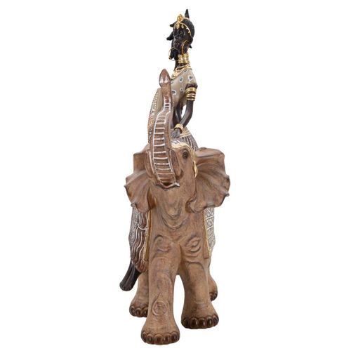 Statuette Femme Masai Assise Sur Éléphant Pour Décoration Intérieure 33 Cm