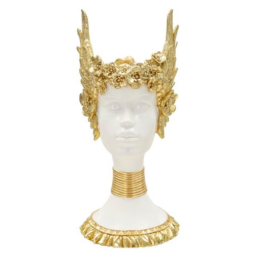 Buste Sculpture Athena Classique Décor Doré 17,5x17x38 Cm