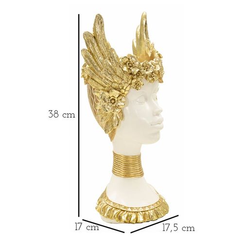 Buste Sculpture Athena Classique Décor Doré 17,5x17x38 Cm