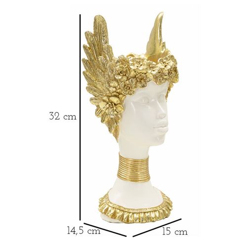 Buste Sculpture Athena Classique Décor Doré 15x14,5x32 Cm