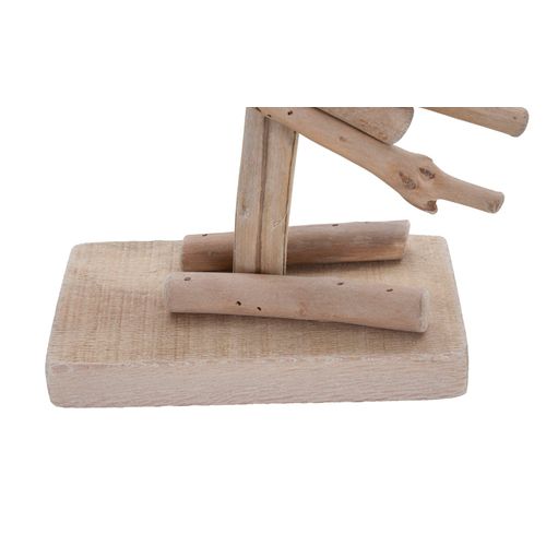 Sculpture Flamant Rose Nature 31x56x9 Cm Avec Applications En Bois