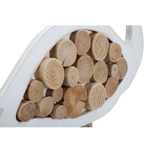 Sculpture Flamant Rose Nature 31x56x9 Cm Avec Applications En Bois