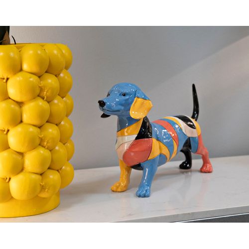 Sculpture Chien Rubic Multicolore 32,5x9,7x20,5 Cm