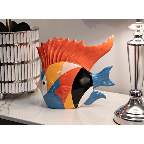 Sculpture Poisson Rubic Multicolore 28x8x25 Cm