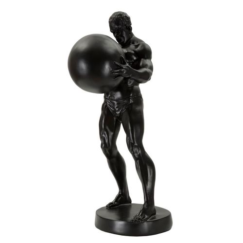 Statue Atlas Homme Athlétique 18,5x20,5x43,5 Cm Noir Et Doré