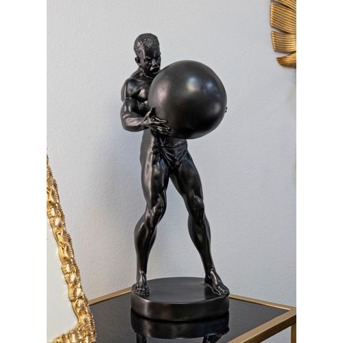 Statue Atlas Homme Athlétique 18,5x20,5x43,5 Cm Noir Et Doré