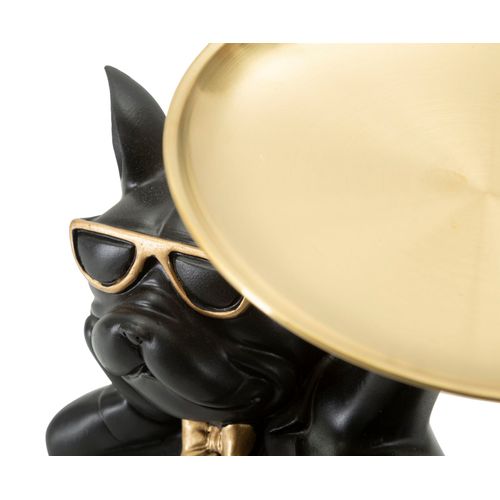 Statuette Chien Rover Avec Plateau 23,5x13x18,5 Cm Noir Et Doré