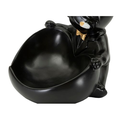 Statuette Chien Ball Avec Plateau 18,5x20,5x20 Cm Noir Et Doré