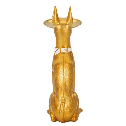 Statuette Chien Pit Pitbull Avec Plateau 51x27x74 Cm Doré