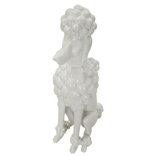 Statuette Chien Caniche Assis 26x20x61 Cm Blanc Moderne