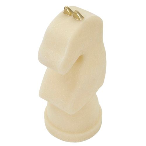Statuette Cheval D’échec Quarzy 14x13x31 Cm Blanc Et Or