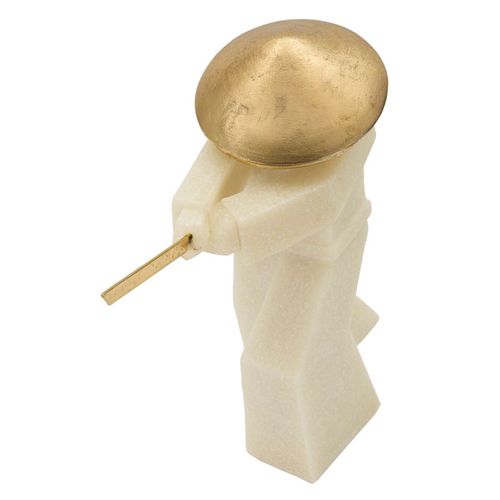 Statue Samouraï Toku Quarzy Blanc Et Or 34 Cm