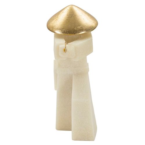 Statue Samouraï Toku Quarzy Blanc Et Or 34 Cm