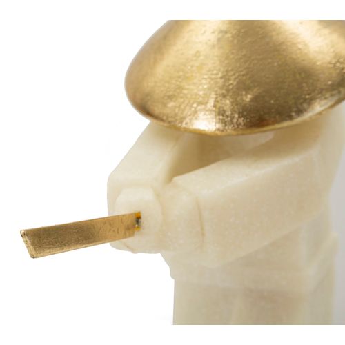 Statue Samouraï Toku Quarzy Blanc Et Or 34 Cm