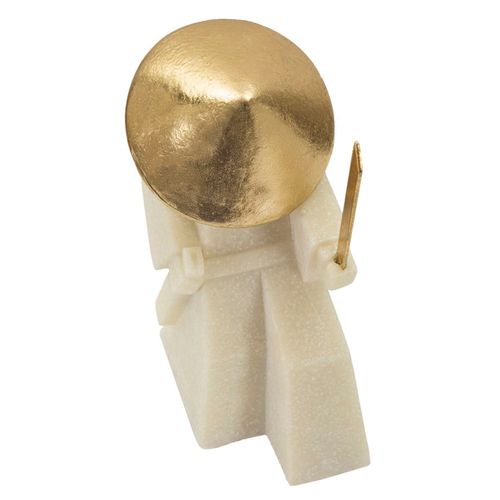 Statue Samouraï Toku Quarzy Blanc Et Or 24,5 Cm