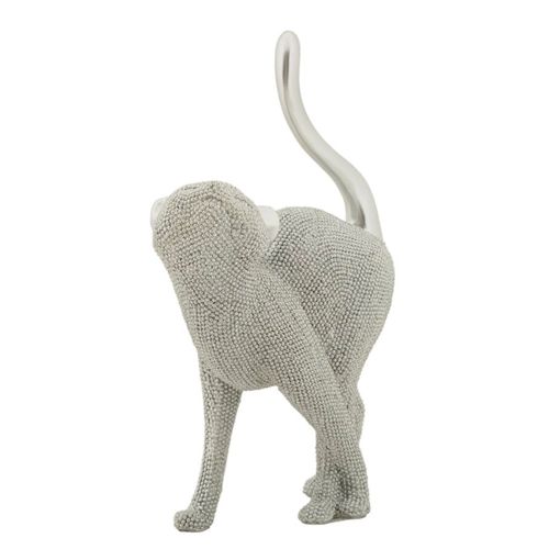 Statue Chat Sparky Quarzy Argent 26 Cm