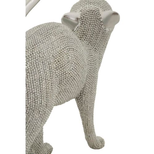 Statue Chat Sparky Quarzy Argent 26 Cm