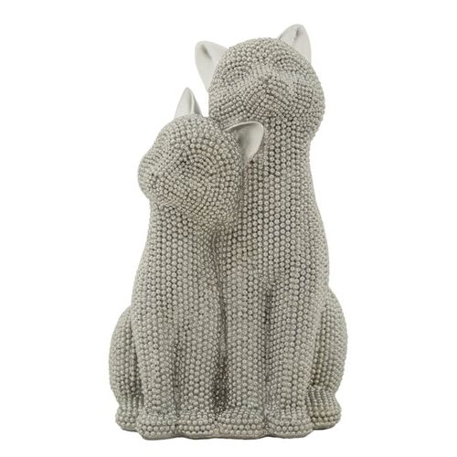 Statue Couple De Chats Sparky Quarzy Argent 21 Cm