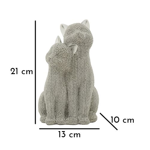 Statue Couple De Chats Sparky Quarzy Argent 21 Cm
