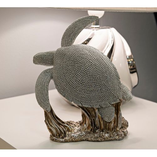 Statue Tortue Sparky Argent Pour Décoration Maison Et Bureau 19 Cm