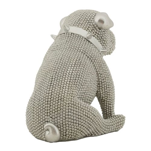 Statue Bouledogue Sparky Argent Pour Décoration Maison Et Bureau 17 Cm