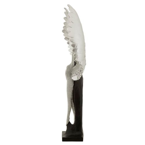 Statue Argent Et Noir Avec Ailes Pour Décoration Maison Et Bureau 26 X 9 X 48 Cm