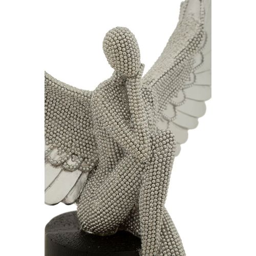 Statue Argent Et Noir Avec Ailes Pour Décoration Maison Et Bureau 24 X 8 X 34 Cm
