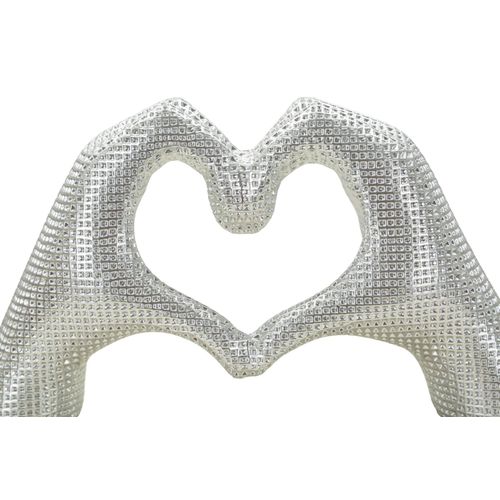 Statue Mains Amoureux Argentée Décoration Moderne 25 X 7,5 X 13,5 Cm