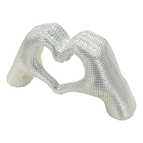 Statue Mains Amoureux Argentée Décoration Moderne 25 X 7,5 X 13,5 Cm