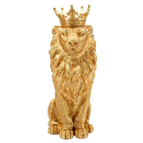 Statue Lion Roi Doré Majestueux 42 X 30 X 74 Cm