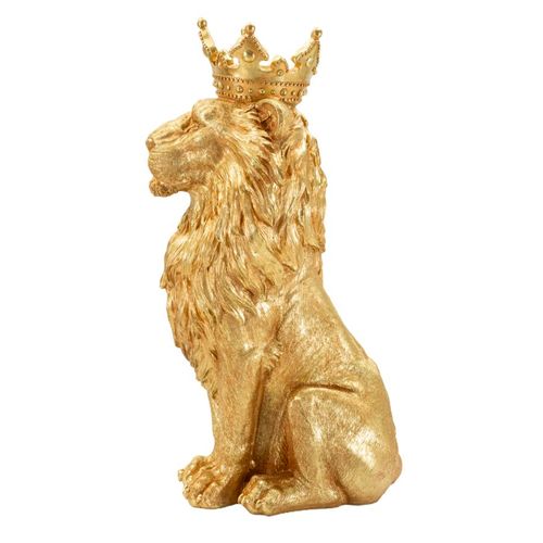 Statue Lion Roi Doré Majestueux 42 X 30 X 74 Cm